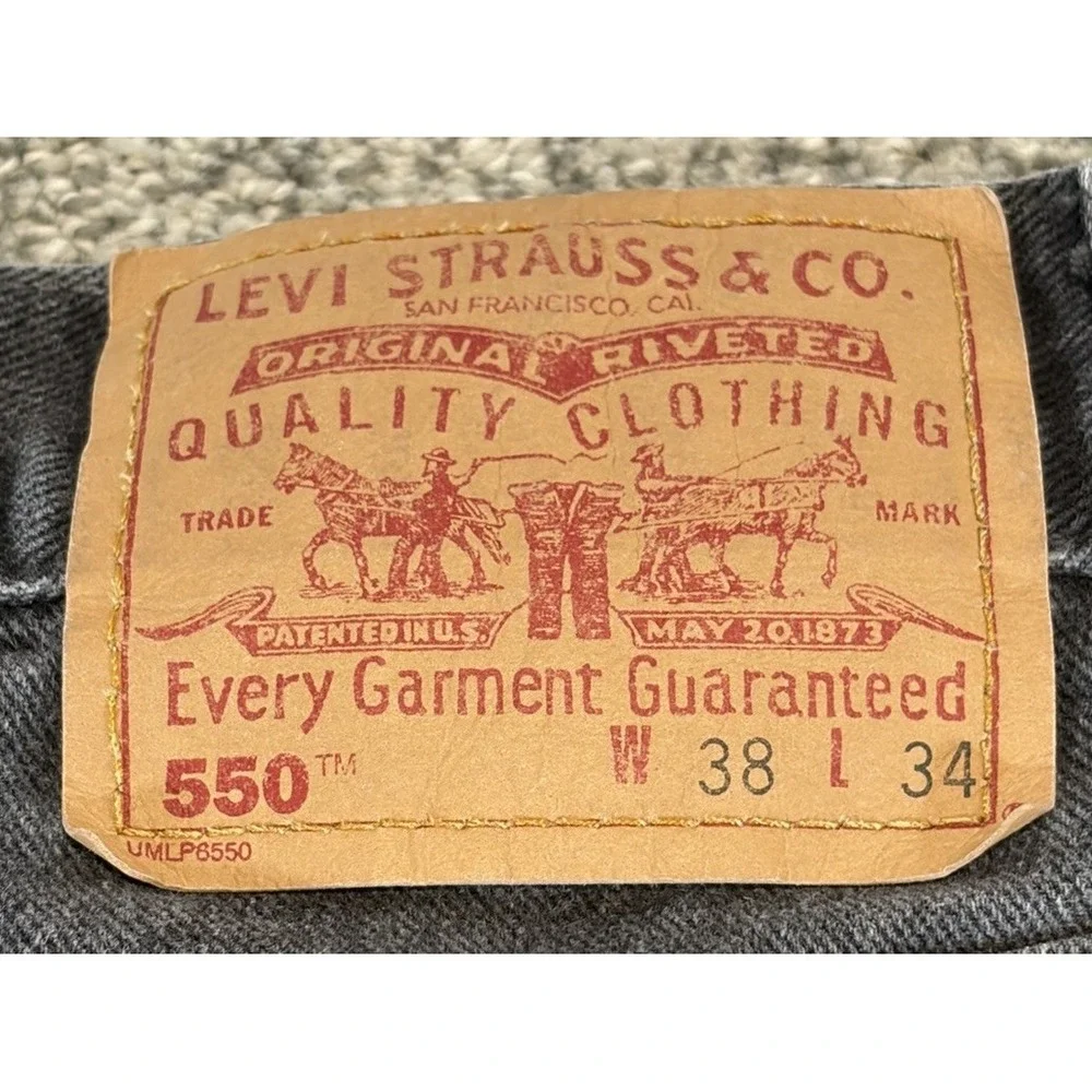 Vintage Levis 550 Jeans Mens 38x34** Black Denim Relaxed Fit Tapered Faded Y2K‎